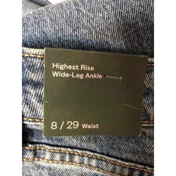 Womens Wild Fable Highest Rise Wide Leg Ankle Graffiti Denim Blue Jeans Size 8 - Picture 5 of 5